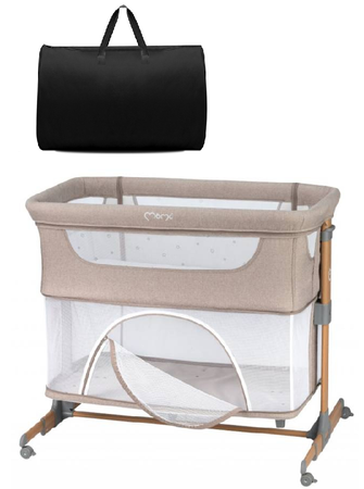 MoMi Smart Bed Łóżeczko Dostawne Kojec 4w1 Beige + Torba Transportowa