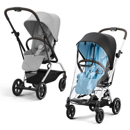 Cybex Eezy S Twist Plus 2 Wózek Spacerowy Rama Srebrna Fog Grey 2024 + Folia Przeciwdeszczowa