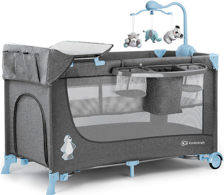 KinderKraft Joy Łóżeczko Turystyczne z Akcesoriami Niebieski