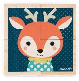 Janod Klocki Drewniane Puzzle 6w1 Las