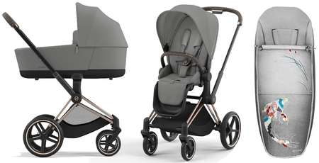 Cybex Priam 4.0 Wózek Głęboko-Spacerowy Mirage Grey + Cybex Platinium Śpiworek Gratis