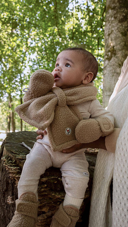 Lodger Szaliczek z polaru dwuwarstwowy beżowy Teddy Fleece Beige 0-12m