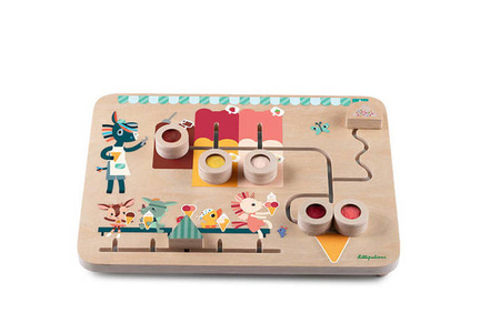 Lilliputiens Drewniana Tablica Labirynt Sensoryczny Lodziarnia 18 m+