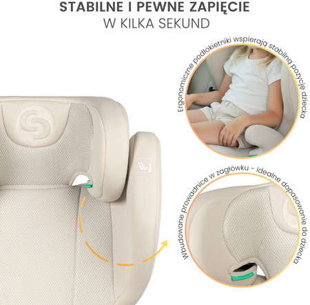 Caretero Breezy Fix - fotelik samochodowy 100-150 cm 2w1 z funkcją boostera | Grey