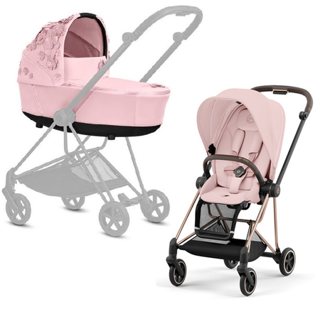 Cybex Mios Wózek Głęboko-Spacerowy Rama 3.0 + Gondola 2.0 Lux Simply Flowers Pale Blush + Tapicerka 3.0 Siedziska Pale Blush Simply Flowers