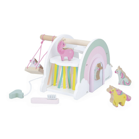 Janod Drewaniany domek jednorożców z 5 akcesoriami Jednorożce 18m+