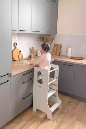 Baby Wood Slim M Kitchen Helper Szary