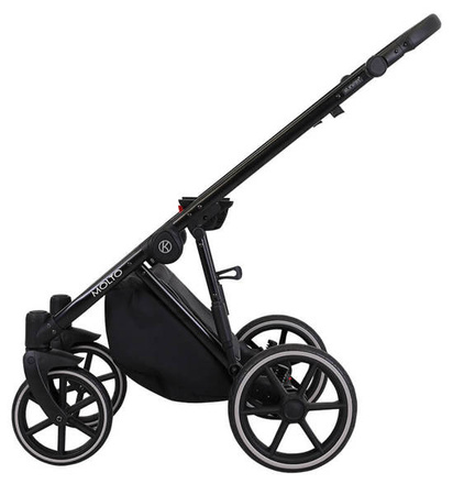 Kunert Molto Wózek Głęboko-Spacerowy 2w1 Grafit Jeans + Kwiaty Czarna Rama Koła Żelowe