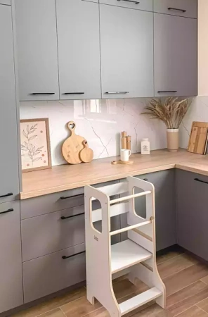 Baby Wood Slim M Kitchen Helper Szary