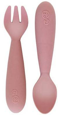 EZPZ Komplet Silikonowych Sztućców Mini Utensils Pastelowy Róż