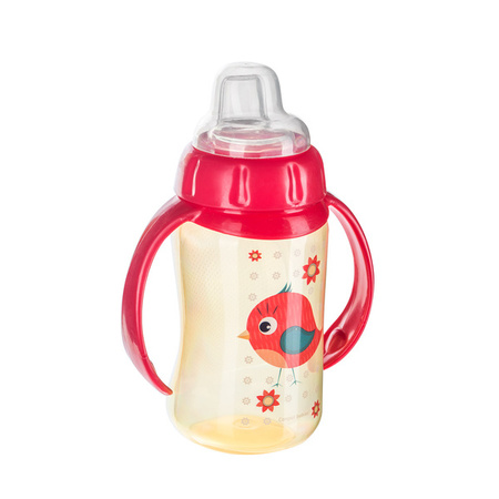 Canpol Babies Cute Animals Kubek treningowy z silikonowym ustnikiem 320ml - 56/512_red Czerwony Ptaszek