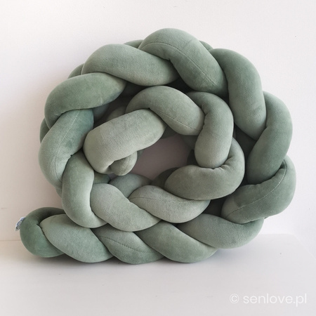 SenLove Ochraniacz do Łóżeczka Warkocz 240cm Szałwia