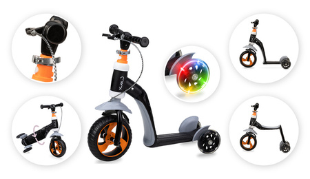 MoMi Elios 2w1 Hulajnoga Jeździk Pomarańczowy