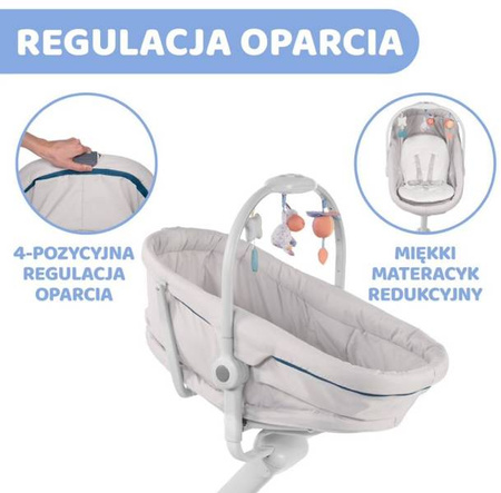 Chicco Baby Hug 4w1 Leżaczek/ Fotel/ Krzesełko Do Karmienia Glacial