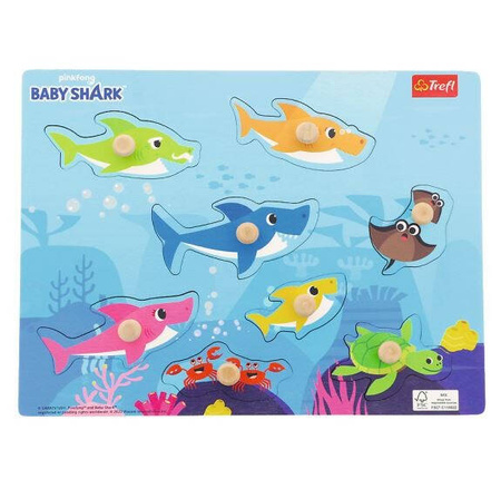 Trefl Puzzle Układanka Drewniana Baby Shark 8 Elementów