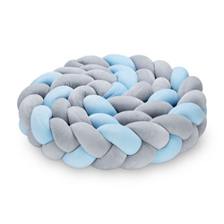 SenLove Ochraniacz do Łóżeczka Warkocz 360cm Szaro-Niebieski