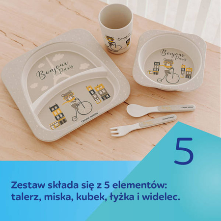 Canpol Babies Bonjour Paris Zestaw Naczyń 5 Elementów Bordowy 9/227_red