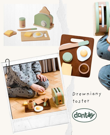 Dantoy Drewniany toster i zestaw śniadaniowy