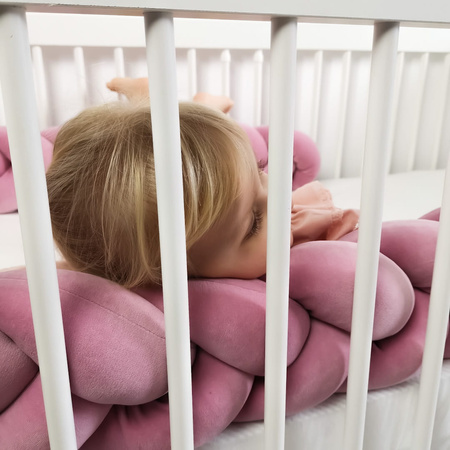 SenLove Ochraniacz do Łóżeczka Warkocz 420 cm Brudny Róż