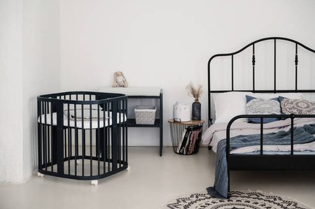 Waldin Łóżeczko Dziecięce 7w1 z Materacem Grafit