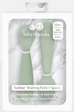 EZPZ Komplet Silikonowych Sztućców Mini Utensils Pastelowa Zieleń