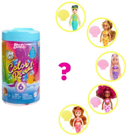 Barbie Chelsea Kolorowa Niespodzianka Syrenka Lalka w Tubie HCC75