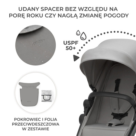 Kinderkraft Newly Wózek Wielofunkcyjny 4w1 + Fotelikiem Mink Pro z Bazą Sand Beige