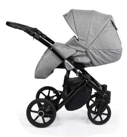 Kunert Mila Wózek Głęboko-Spacerowy 2w1 Czarny Biała Rama Koła Żelowe