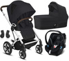 Cybex Talos S Lux Wózek Głęboko-Spacerowy + Cybex Aton 5 Fotelik Samochodowy 0-13kg + Adaptery Srebrna Rama Deep Black