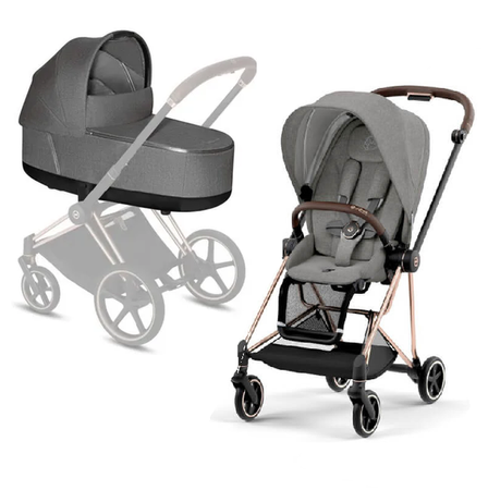 Cybex Mios Wózek Głęboko-Spacerowy Rama 3.0 + Gondola 2.0 Lux Gondola Manhattan Grey Plus + Tapicerka 3.0 Siedziska Manhattan Grey Plus
