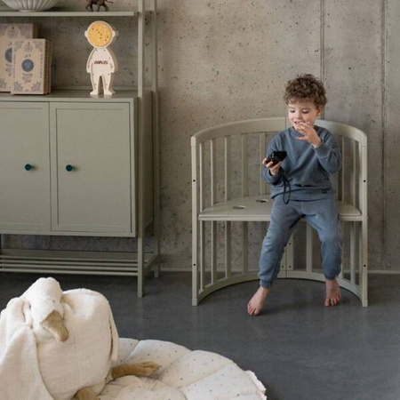 Waldin Łóżeczko Dziecięce Owalne 7w1 z Materacem Oliwkowe