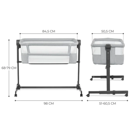 Kinderkraft Neste Up 2 Łóżeczko Dostawne Jasnoszary