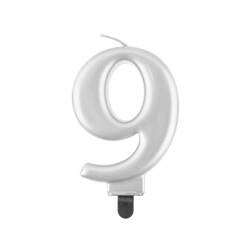 Godan Świeczka Urodzinowa Cyferka 9 Metalic Srebrna 