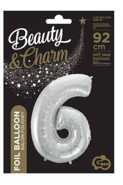 Godan Balon Foliowy Cyfra 6 Srebrny 85 Cm