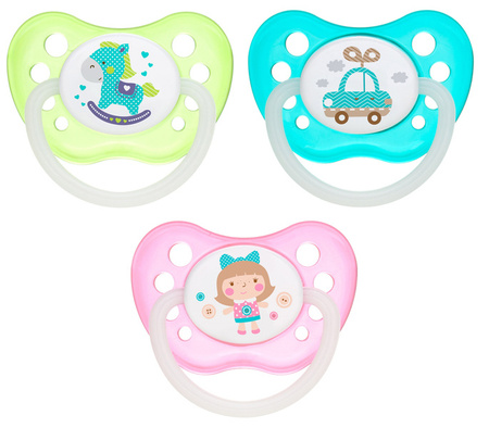 Canpol Babies Smoczek Uspokajający Silikonowy Ortodontyczny 0-6 m-cy Toys Mix Kolorów