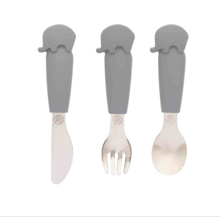 Ecorascals Zestaw Sztućców Słonik Szary