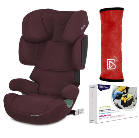 Cybex Solution X I-Fix Fotelik Samochodowy 15-50 kg Rumba Red + Organizer BabySafe + Nakładka na Pas BabySafe