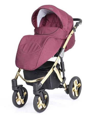 Kunert Mila Premium Wózek Głęboko-Spacerowy 2w1 Czarny Złota Rama Koła Żelowe