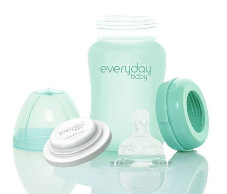 Everyday Baby, Szklana butelka ze smoczkiem S, 150 ml Miętowy