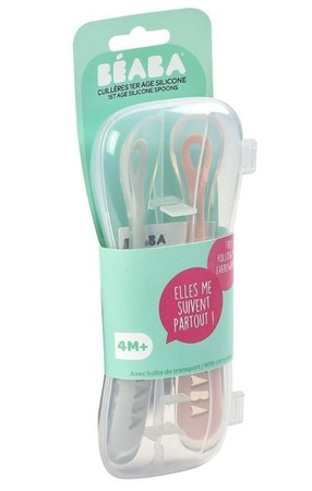 Beaba Zestaw Łyżeczek Silikonowych 4m+ Old Pink
