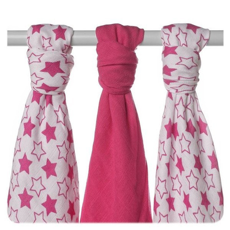 Xkko Pieluszki Bambusowe 70x70cm 3szt. Magenta Stars