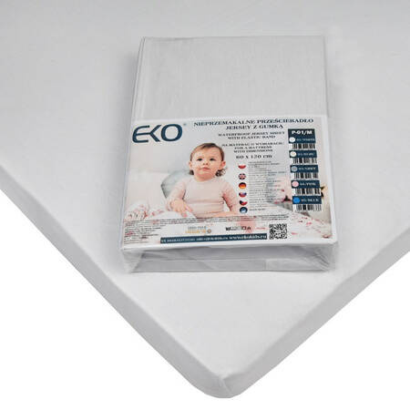 Eko Nieprzemakalne Prześcieradło Jersey z Gumką 120 x 60 cm Białe