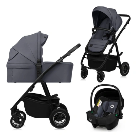 Lionelo Amber Plus Wózek Głęboko-Spacerowy 3w1 Grey Graphite