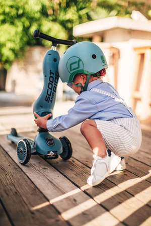 Scootandride Highwaykick 1 Jeździk i Hulajnoga 2w1 1-5 Lat + Scootandride Kask Dla Dzieci S-M Steel