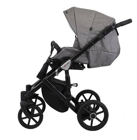 Kunert Mila Wózek Głęboko-Spacerowy 2w1 Czarny Biała Rama Koła Żelowe