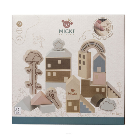Micki Klocki Drewniane Premium Zestaw Miasto
