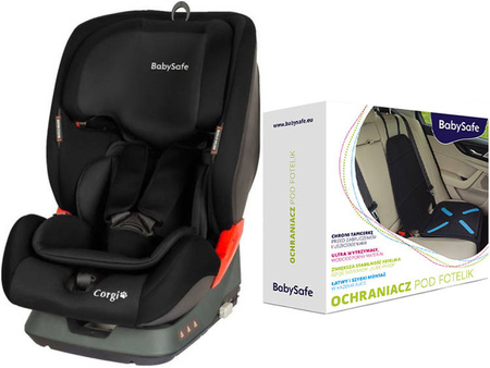 BabySafe Corgi Fotelik Samochodowy 9-36 kg + Ochraniacz Fotela Samochodowego GRATIS Black