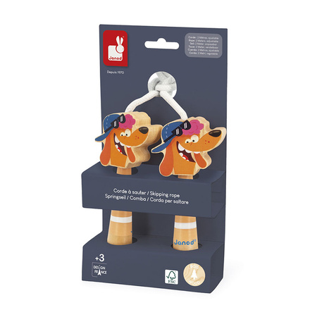 Janod Skakanka z drewnianymi rączkami Piesek Applepop 3+