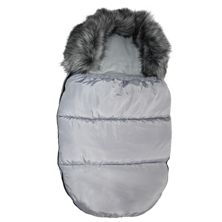 EKO Śpiworek Do Wózka Z Ozdobnym Futerkiem Szary