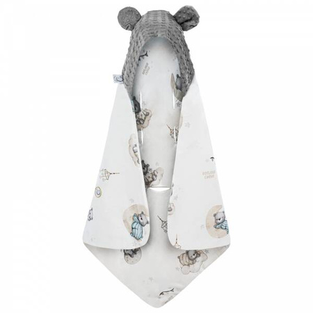 Bonjour Cherie Bambusowy Kocyk Do Fotelika z Minky Dapple Gray 90x90cm Misie